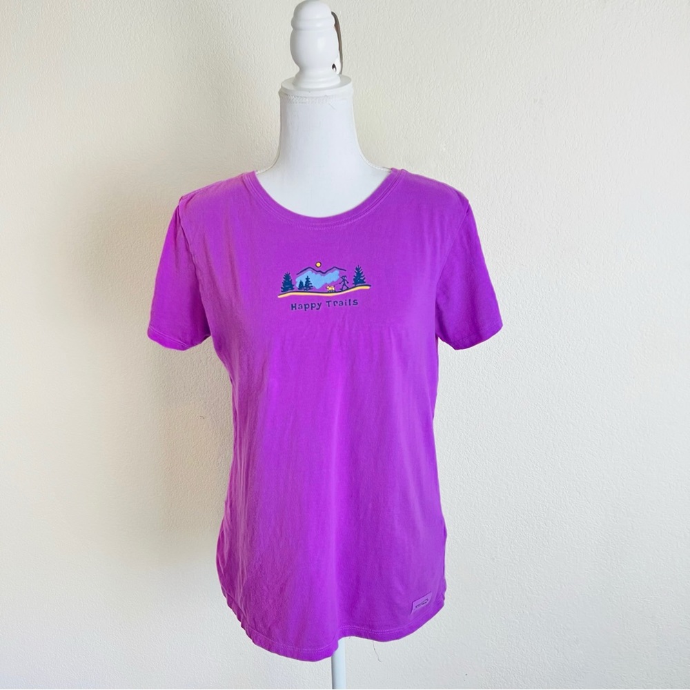 Life Is Good Magenta Vintage ‘Happy Trails’ Short Sleeve Graphic T-Shirt Tee